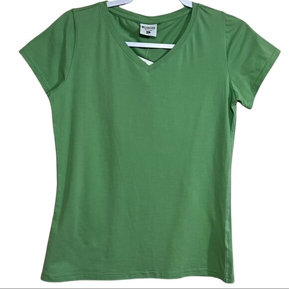 Columbia womens small v neck green short sleeve tee shirt - Picture 1 of 9